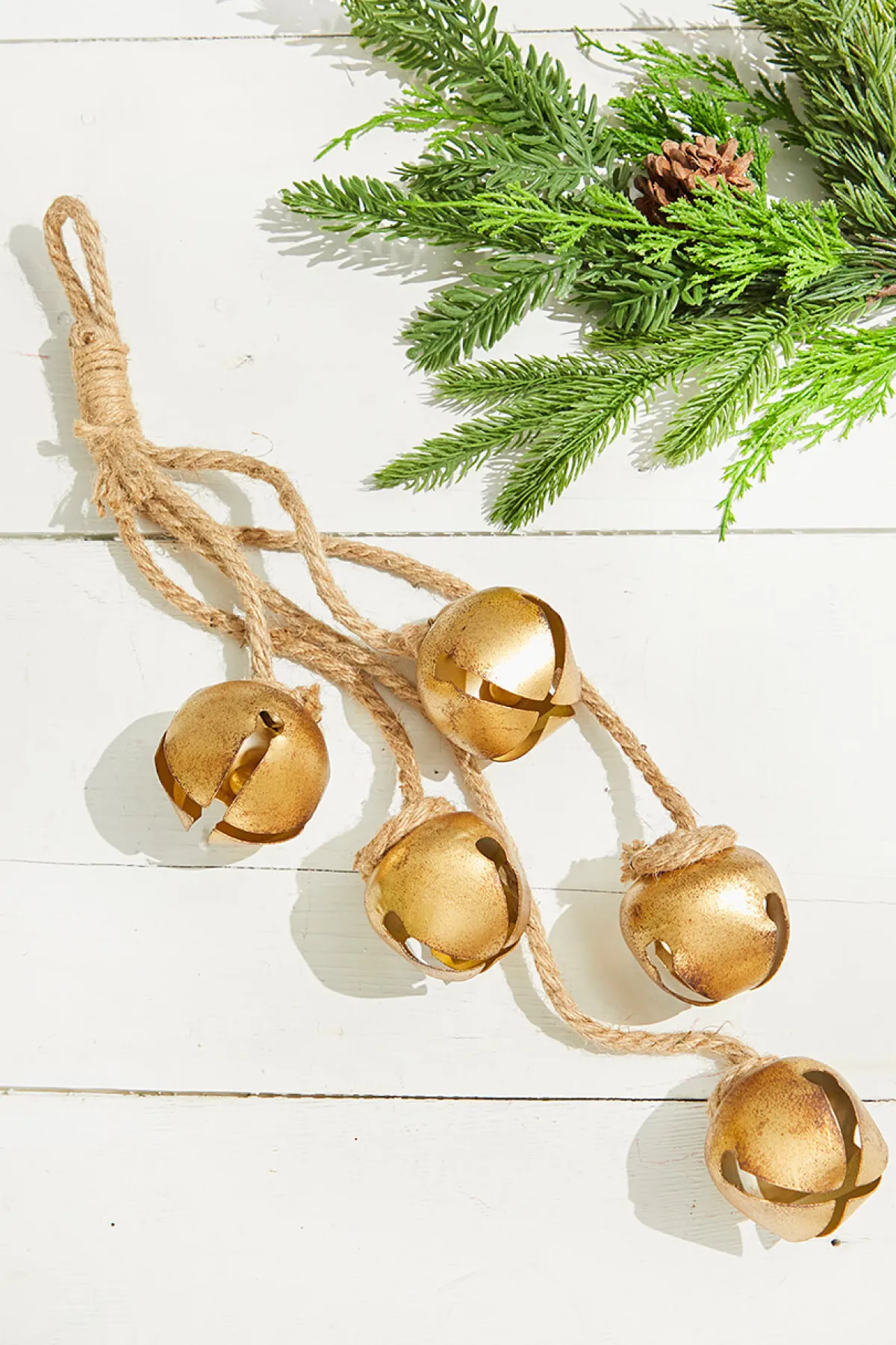 Decorator's Warehouse Natural Greenery^20" X 2.5" Metal Bells Ornament