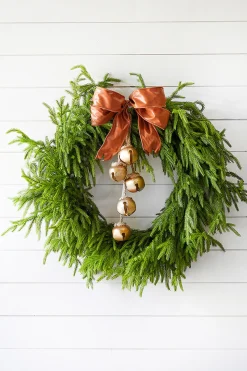 Decorator's Warehouse Natural Greenery^20" X 2.5" Metal Bells Ornament