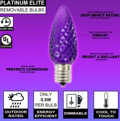 Decorator's Warehouse Bulbs|Outdoor Lighting^C9 Platinum Elite LED SMD Bulb (25 Bulbs/bag) - Faceted, Purple