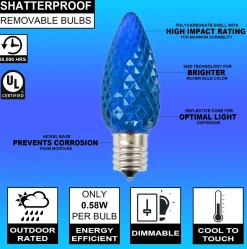 Decorator's Warehouse Bulbs|Outdoor Lighting^C9 Wonderful LED SMD Bulb (25 Bulbs/bag) - Faceted, Blue