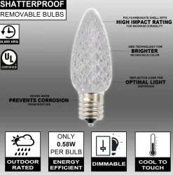 Decorator's Warehouse Bulbs|Outdoor Lighting^C9 Wonderful LED SMD Bulb (25 Bulbs/bag) - Faceted, Cool White