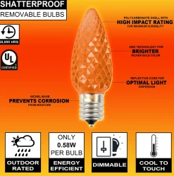 Decorator's Warehouse Bulbs|Outdoor Lighting^C9 Wonderful LED SMD Bulb (25 Bulbs/bag) - Faceted, Orange