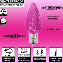 Decorator's Warehouse Bulbs|Outdoor Lighting^C9 Wonderful LED SMD Bulb (25 Bulbs/bag) - Faceted, Pink
