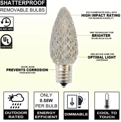 Decorator's Warehouse Bulbs|Outdoor Lighting^C9 Wonderful LED SMD Bulb (25 Bulbs/bag) - Faceted, Pure White