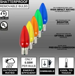 Decorator's Warehouse Outdoor Lighting|Bulbs^C9 Wonderful LED SMD Bulb (25 Bulbs/bag) - Smooth, Multi