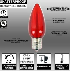 Decorator's Warehouse Bulbs|Outdoor Lighting^C9 Wonderful LED SMD Bulb (25 Bulbs/bag) - Smooth, Red
