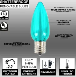 Decorator's Warehouse Bulbs|Outdoor Lighting^C9 Wonderful LED SMD Bulb (25 Bulbs/bag) - Smooth, Teal