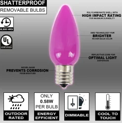 Decorator's Warehouse Bulbs|Outdoor Lighting^C9 Wonderful LED SMD Bulb (25 Bulbs/bag) - Frosted, Pink