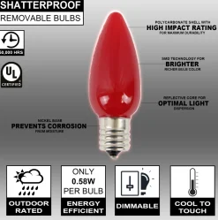 Decorator's Warehouse Bulbs|Outdoor Lighting^C9 Wonderful LED SMD Bulb (25 Bulbs/bag) - Frosted, Red