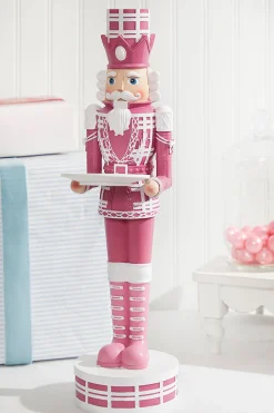 Decorator's Warehouse Christmas Accents^20"H Nutcracker With Tray - Pink & White