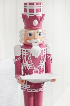 Decorator's Warehouse Christmas Accents^20"H Nutcracker With Tray - Pink & White