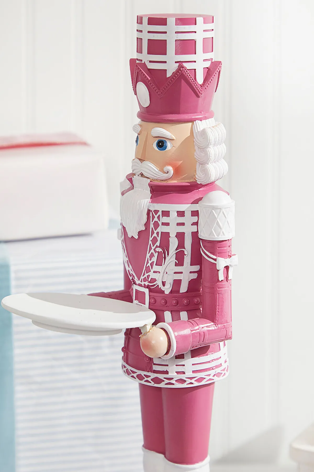 Decorator's Warehouse Christmas Accents^20"H Nutcracker With Tray - Pink & White