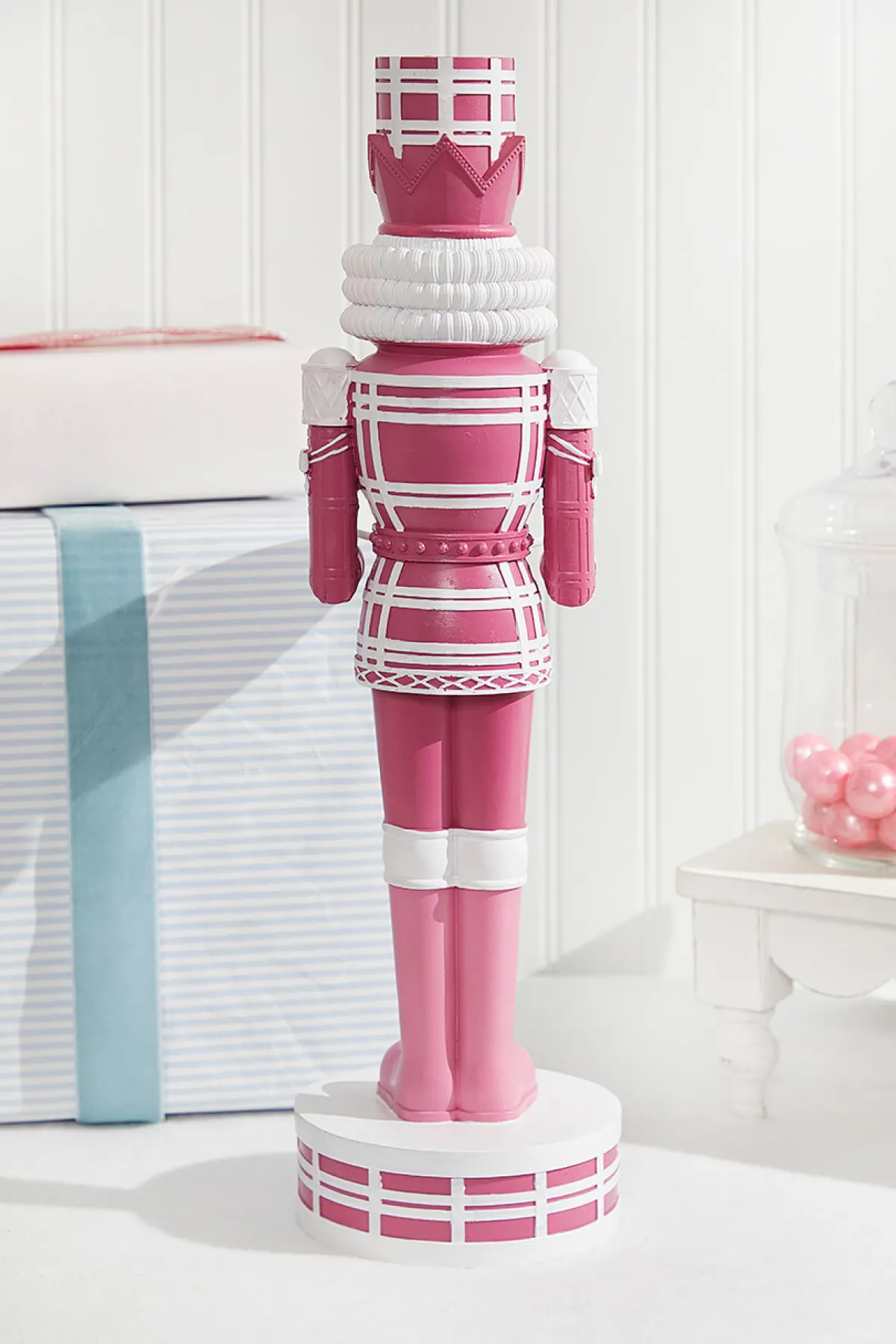 Decorator's Warehouse Christmas Accents^20"H Nutcracker With Tray - Pink & White