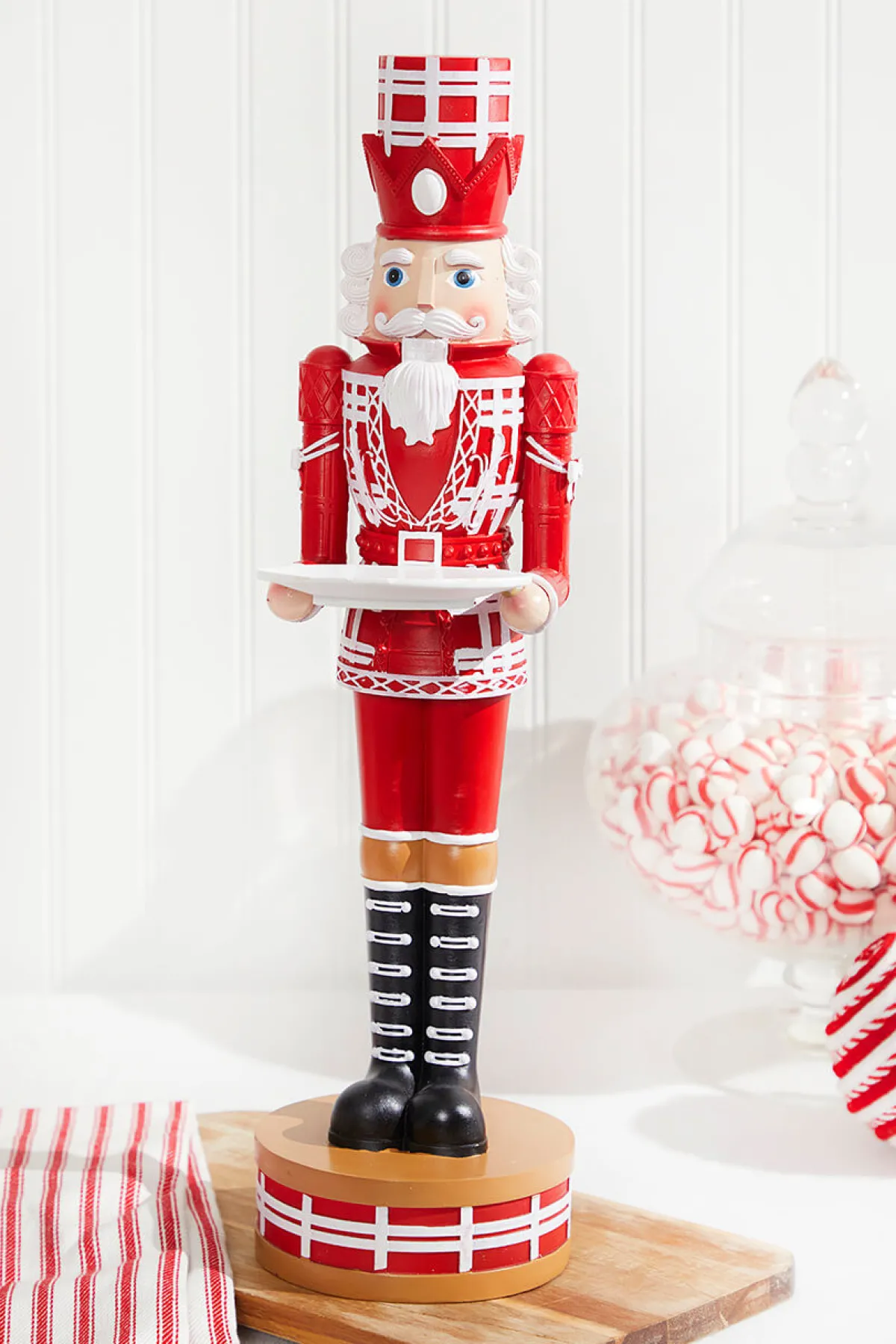 Decorator's Warehouse Christmas Accents^20"H Nutcracker With Tray - Red & White