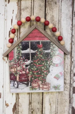 Decorator's Warehouse Christmas Accents^7.5”H Snowman Wall Hanging With Beaded Hanger