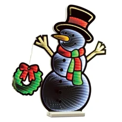 Decorator's Warehouse Infinity Lights|Indoor Lighting^23.5"H Snowman With Wreath Infinity Light