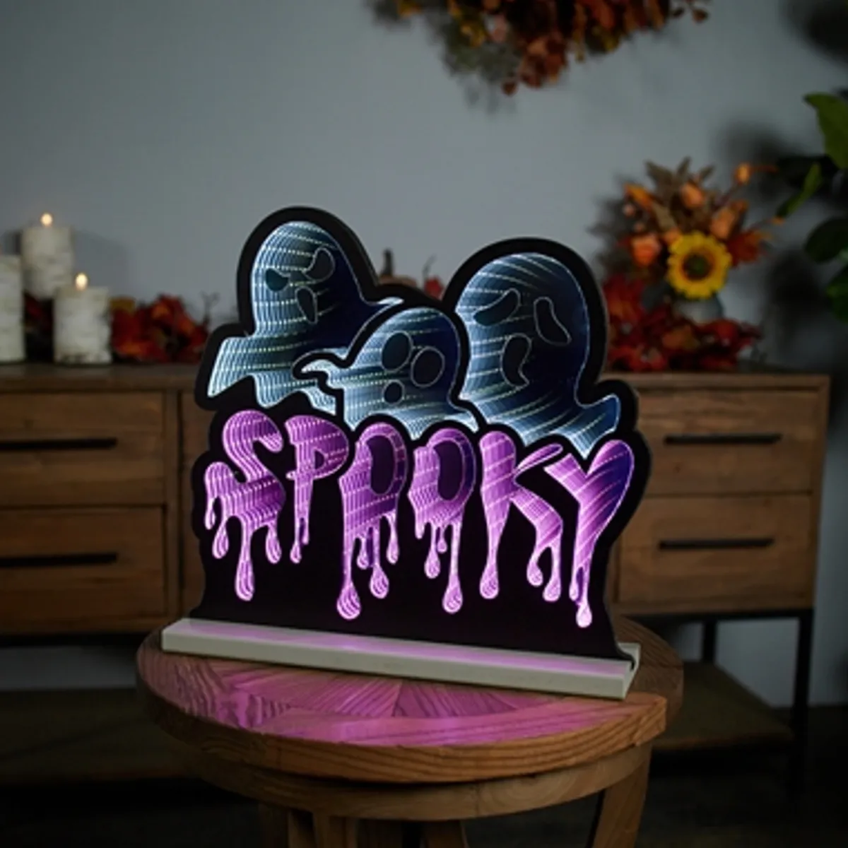 Decorator's Warehouse Infinity Lights|Indoor Lighting^15.5"L X 15"H Triple Ghost/Spooky Infinity Light