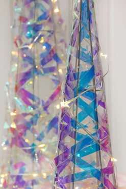 Decorator's Warehouse Christmas Accents^LED Iridescent Trees (Battery Operated) - Set Of 2