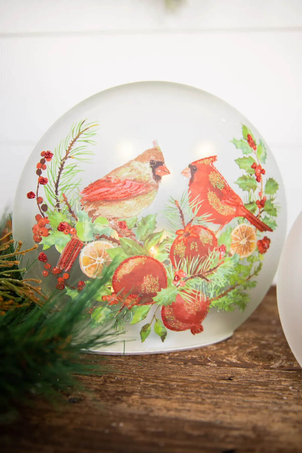 Decorator's Warehouse Christmas Accents^Lighted Glass Disc - Set Of 2