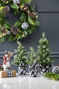 Decorator's Warehouse Christmas Accents^Pine Tree With Plaid Fabric - Small