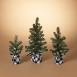 Decorator's Warehouse Christmas Accents^Pine Tree With Plaid Fabric - Small