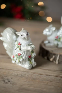 Decorator's Warehouse Christmas Accents^Resin Holly Berry Squirrel Figurine