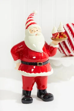 Decorator's Warehouse Christmas Accents^Resin Santa W/Dessert Plate - Red White