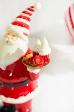 Decorator's Warehouse Christmas Accents^Resin Santa W/Dessert Plate - Red White