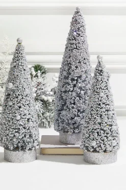Decorator's Warehouse Christmas Accents^Silver Bottle Brush Trees - Set Of 3