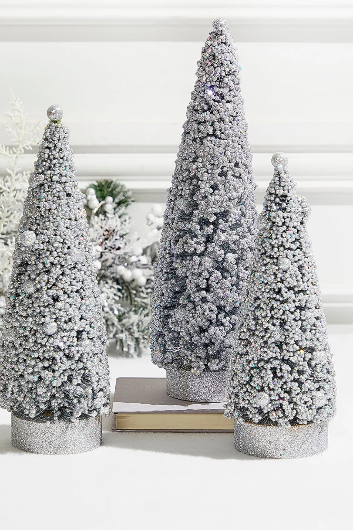 Decorator's Warehouse Christmas Accents^Silver Bottle Brush Trees - Set Of 3