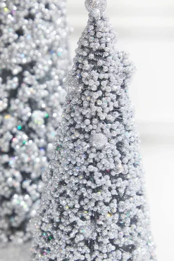 Decorator's Warehouse Christmas Accents^Silver Bottle Brush Trees - Set Of 3