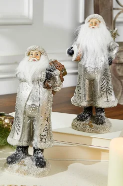Decorator's Warehouse Christmas Accents^Small Resin Silver Snow Santa Figurine