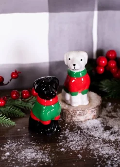 Decorator's Warehouse Christmas Accents^Sweater Lab Pup Salt And Pepper Shakers - Set Of 2