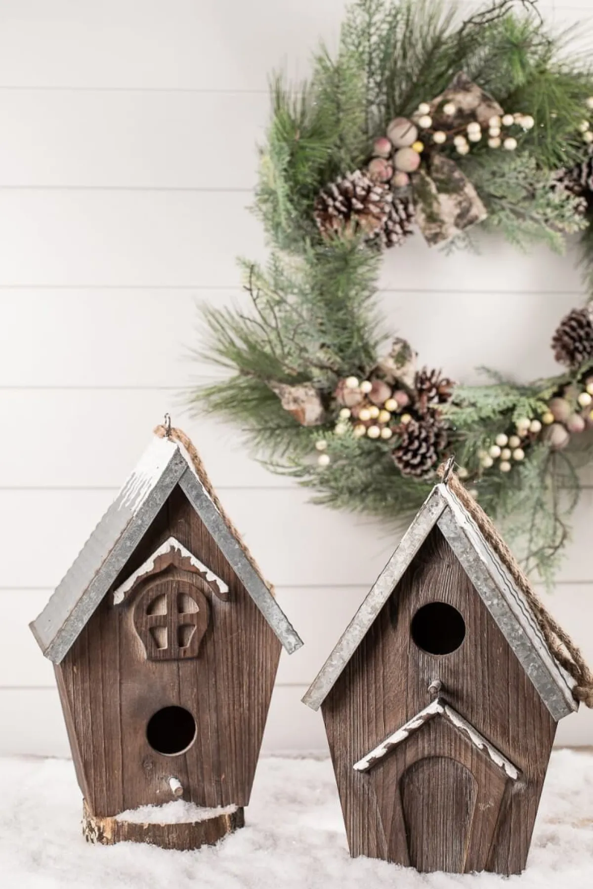 Decorator's Warehouse Christmas Accents^Wood Galvanized Metal Birdhouse