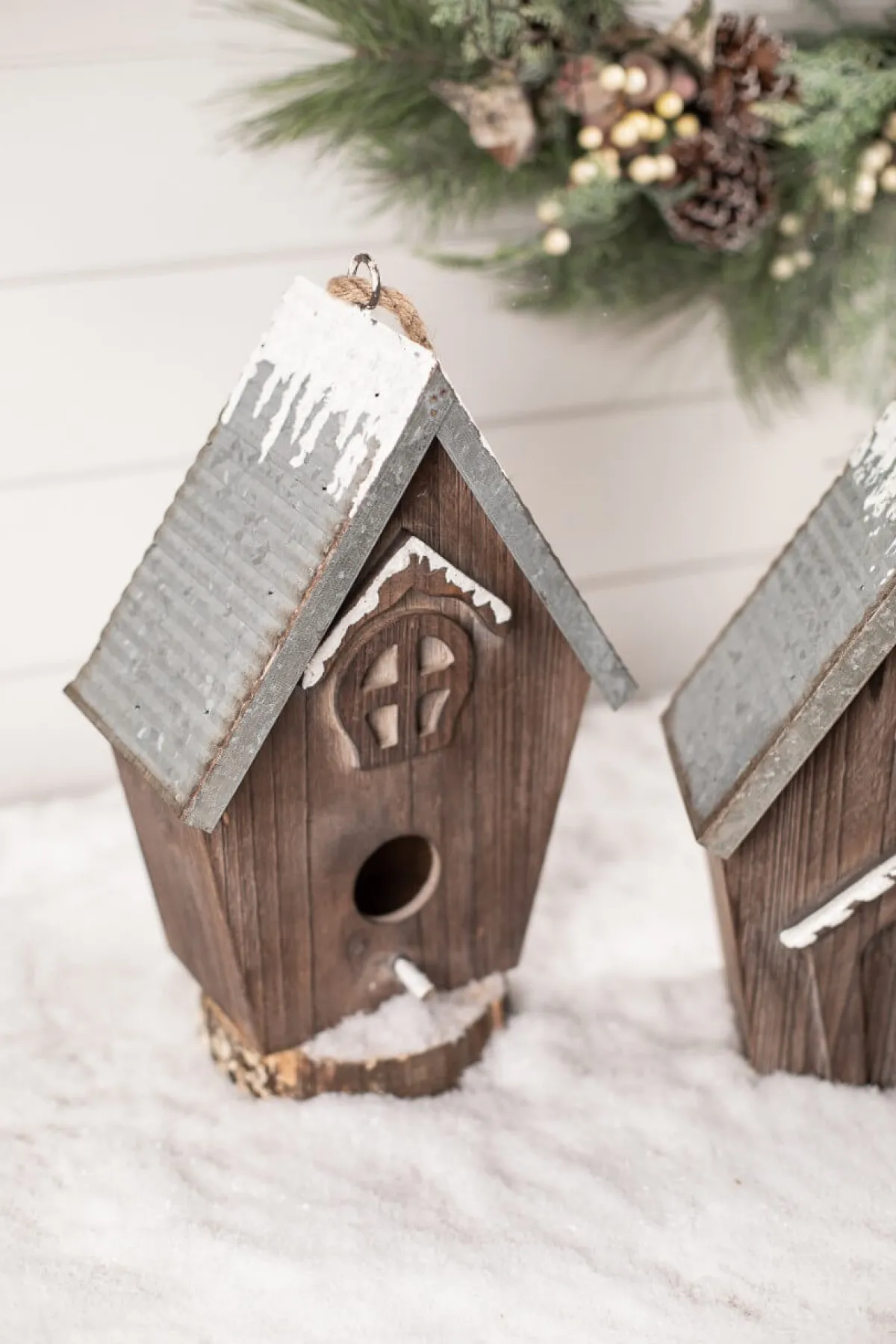 Decorator's Warehouse Christmas Accents^Wood Galvanized Metal Birdhouse