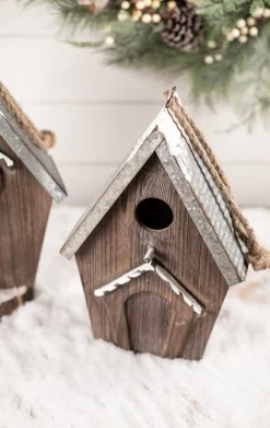 Decorator's Warehouse Christmas Accents^Wood Galvanized Metal Birdhouse